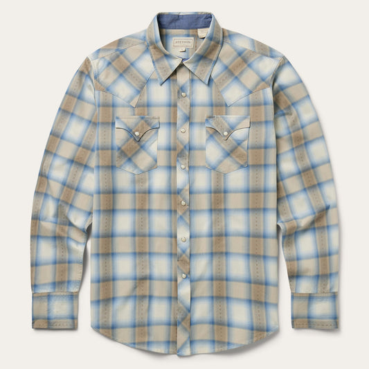 Sand Plaid Dobby Western Shirt Men