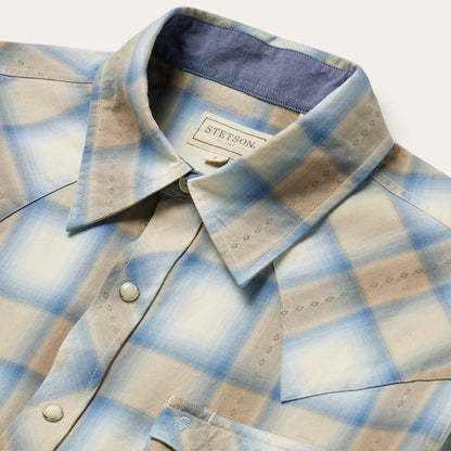 Sand Plaid Dobby Western Shirt Men