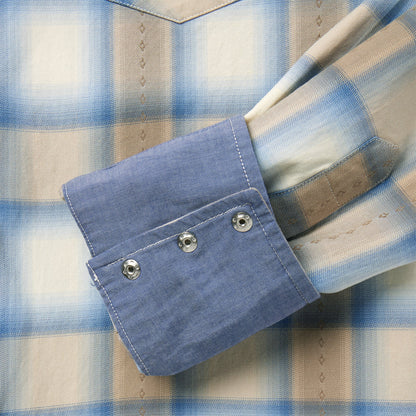 Sand Plaid Dobby Western Shirt Men