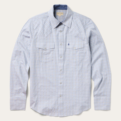 Ombre Plaid Check Western Shirt Men