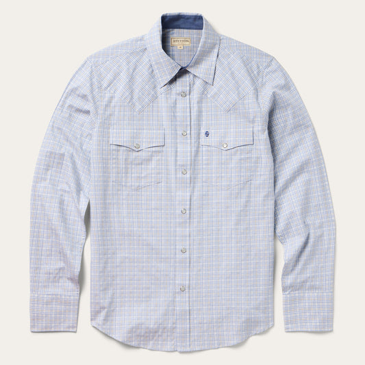 Ombre Plaid Check Western Shirt Men