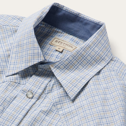 Ombre Plaid Check Western Shirt Men