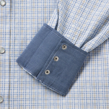 Ombre Plaid Check Western Shirt Men