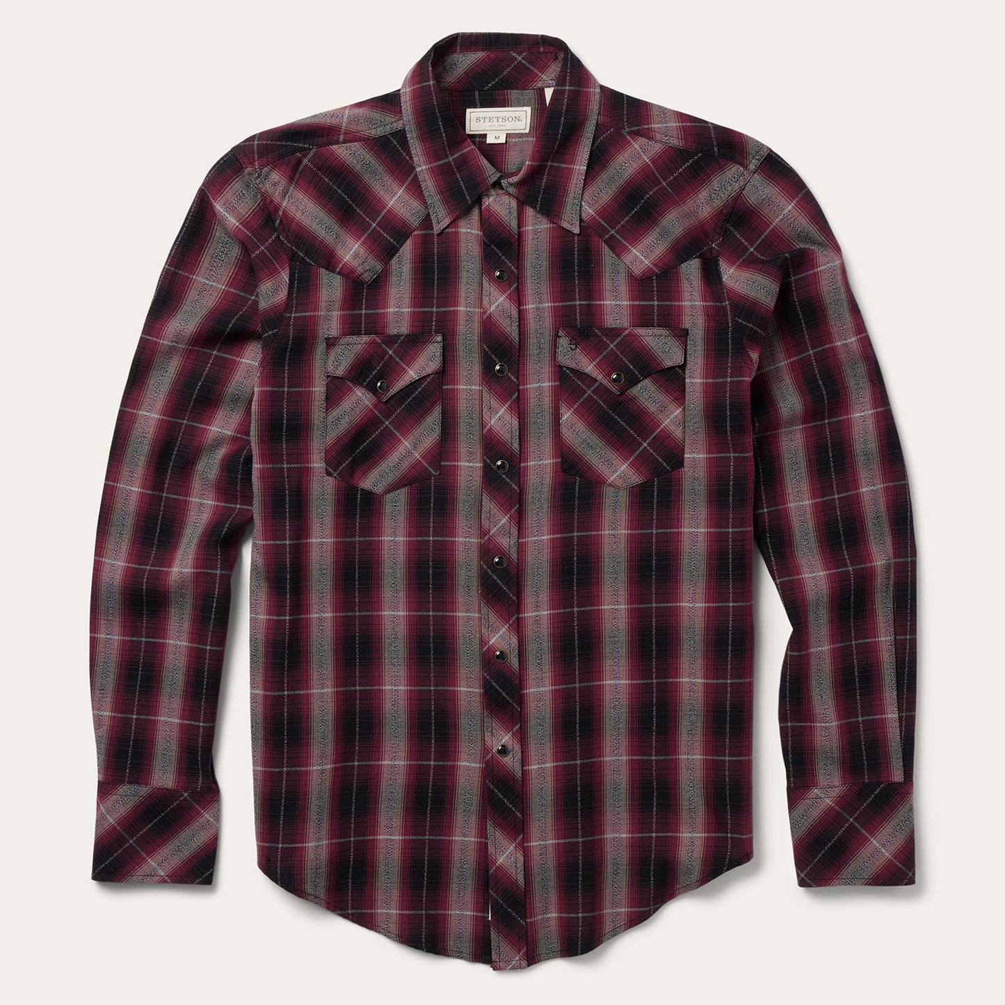 Red Marl Plaid Western Shirt Men
