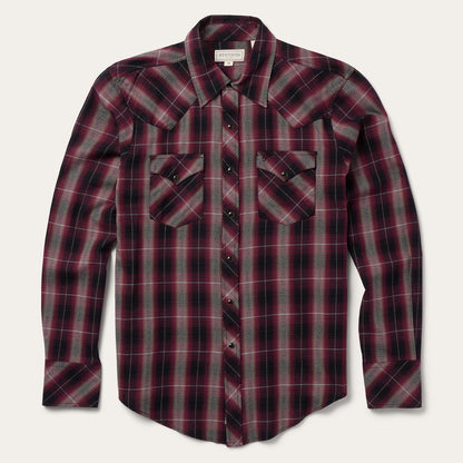 Red Marl Plaid Western Shirt Men