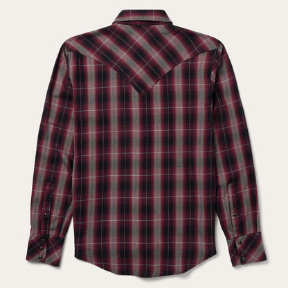 Red Marl Plaid Western Shirt Men