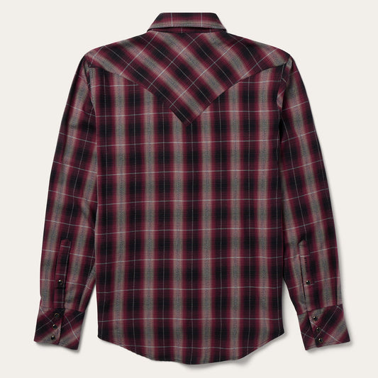Red Marl Plaid Western Shirt Men