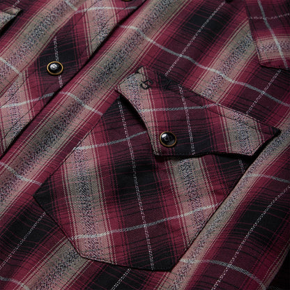 Red Marl Plaid Western Shirt Men