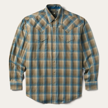 Khaki Ombre Plaid Shirt Men