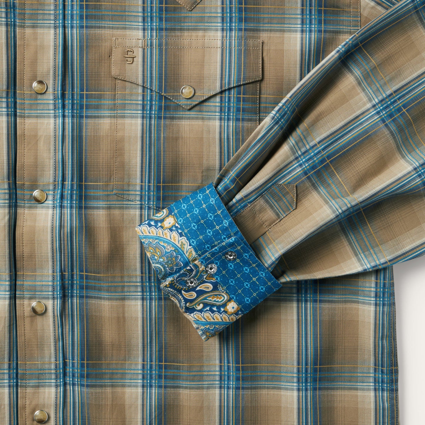 Khaki Ombre Plaid Shirt Men