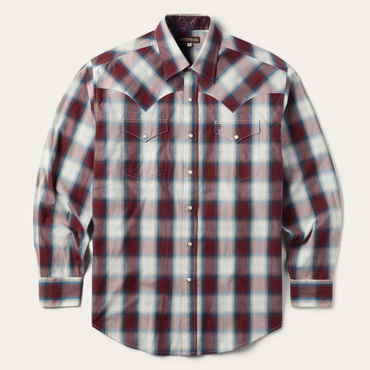 Wine Plaid Shirt Men