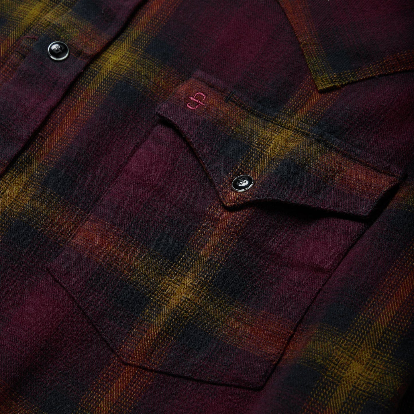 Black Wine Plaid Flannel Western Shirt Men