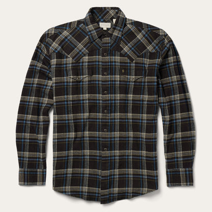 Brown Plaid Flannel Western Shirt Men