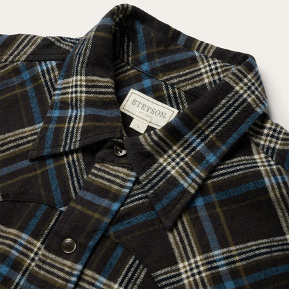 Brown Plaid Flannel Western Shirt Men