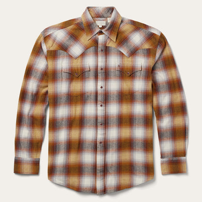 Rust Plaid Flannel Western Shirt Men