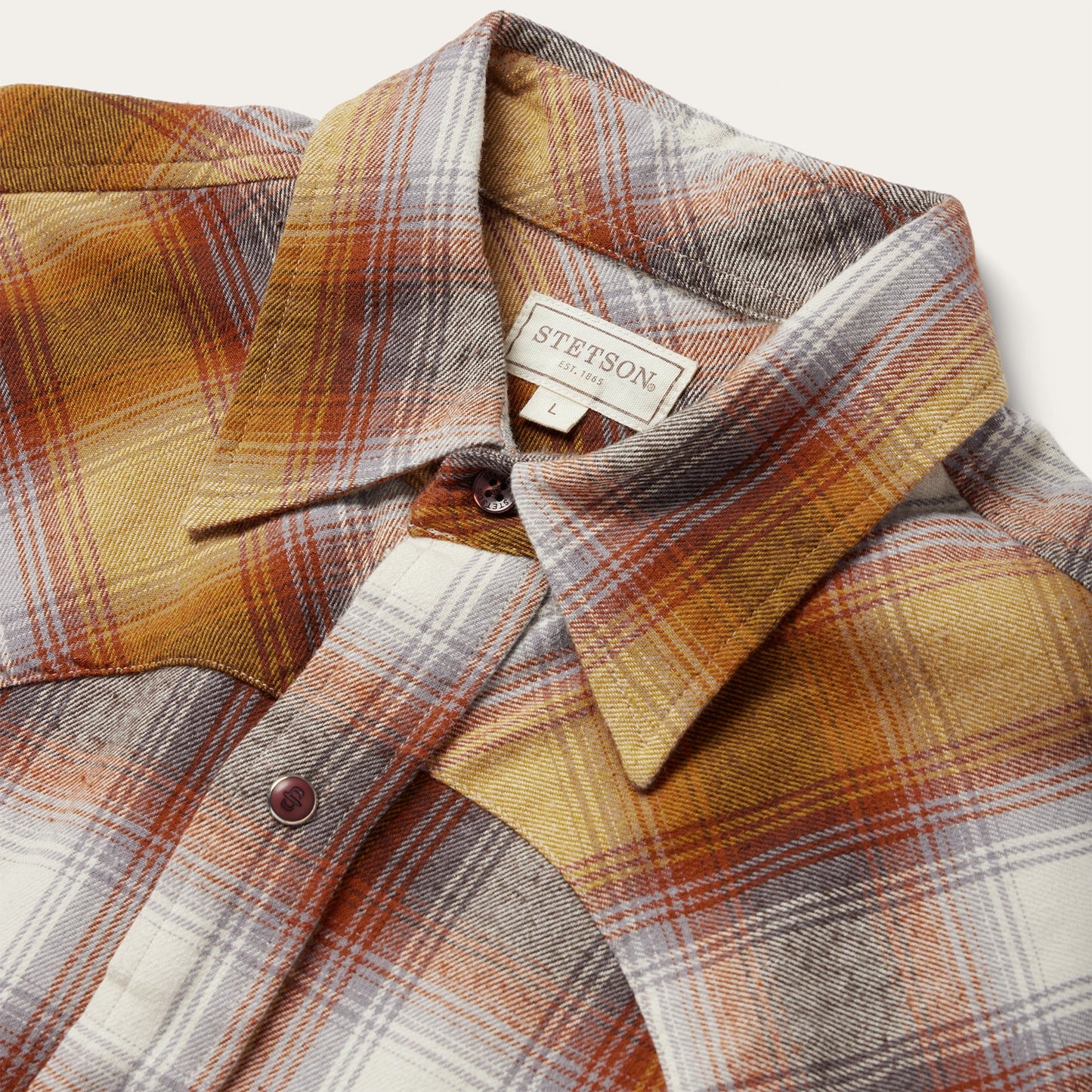 Rust Plaid Flannel Western Shirt Men