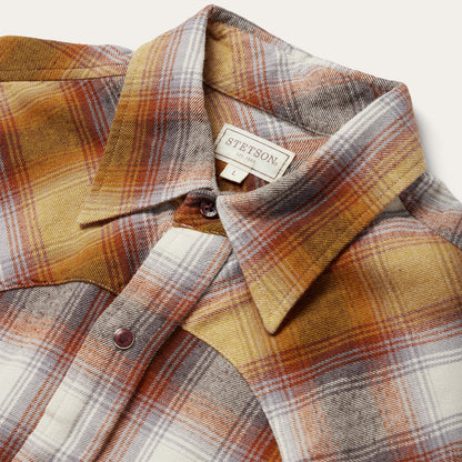 Rust Plaid Flannel Western Shirt Men