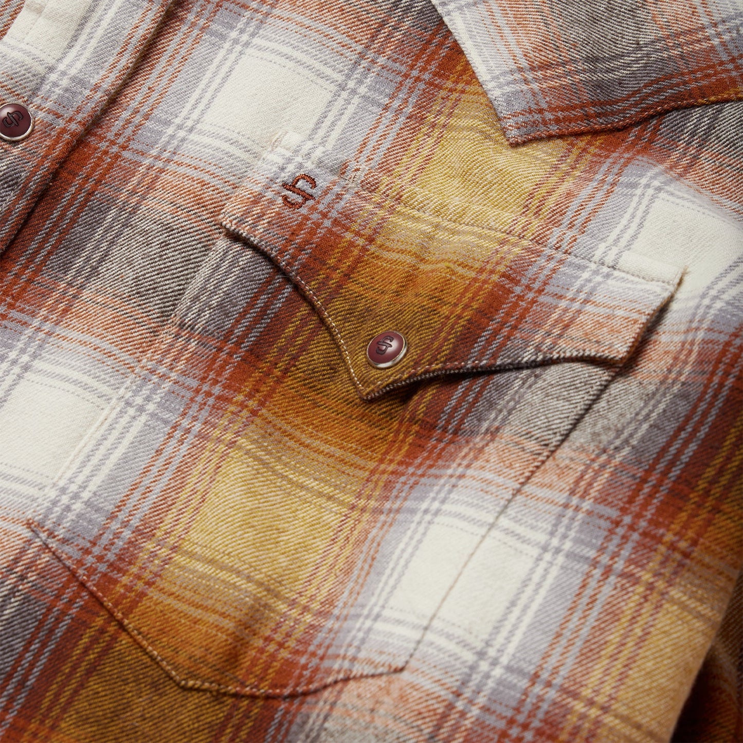 Rust Plaid Flannel Western Shirt Men