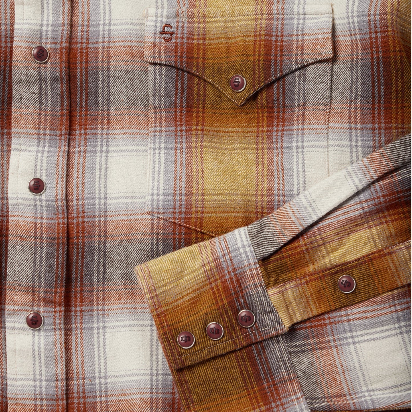 Rust Plaid Flannel Western Shirt Men