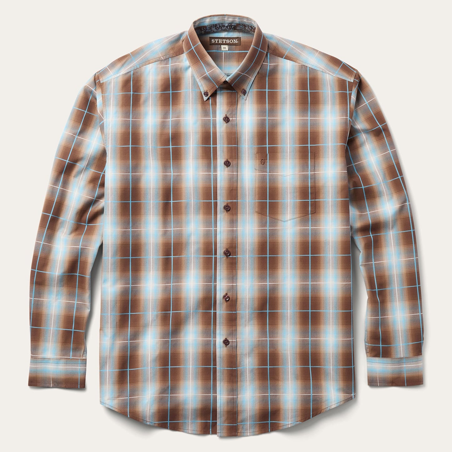 Ombre Plaid Western Shirt Men