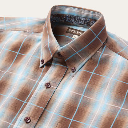 Ombre Plaid Western Shirt Men