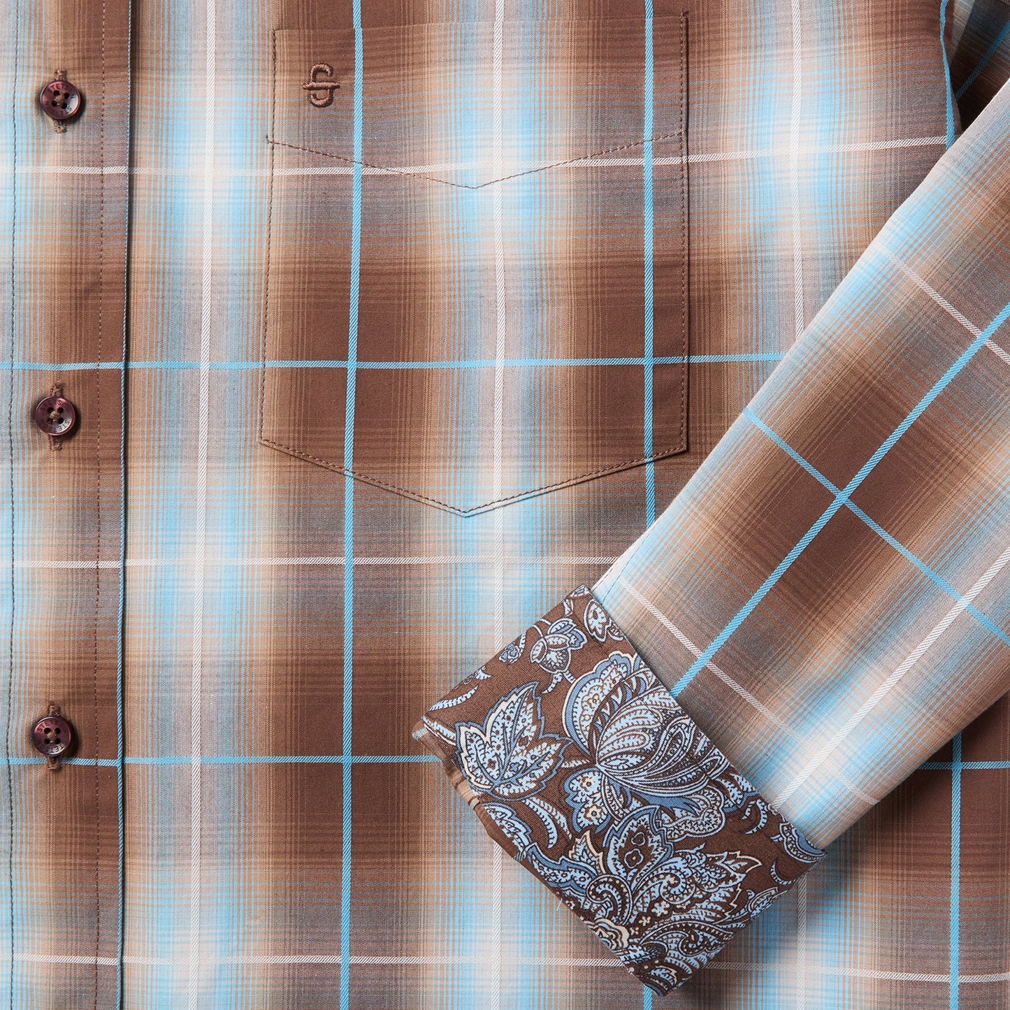Ombre Plaid Western Shirt Men