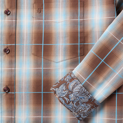 Ombre Plaid Western Shirt Men