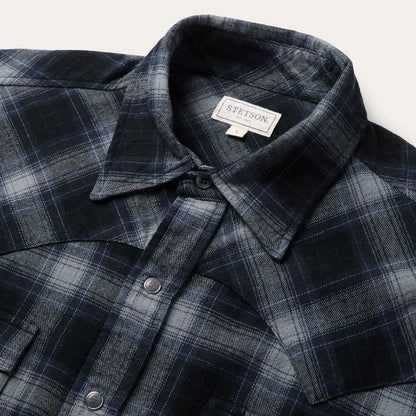 Brushed Twill Plaid Western Shirt Men