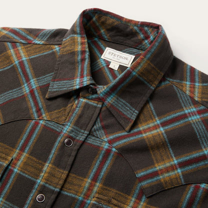 Brushed Twill Plaid Western Shirt Men