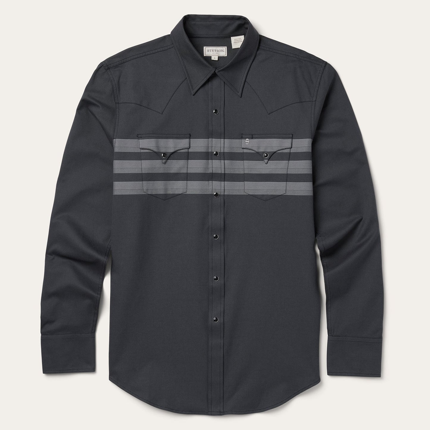 Border Stripe Twill Western Shirt Men