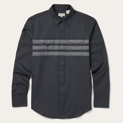 Border Stripe Twill Western Shirt Men