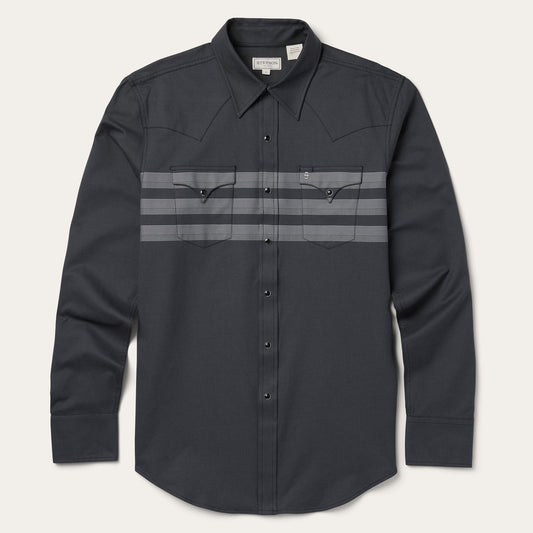 Border Stripe Twill Western Shirt Men
