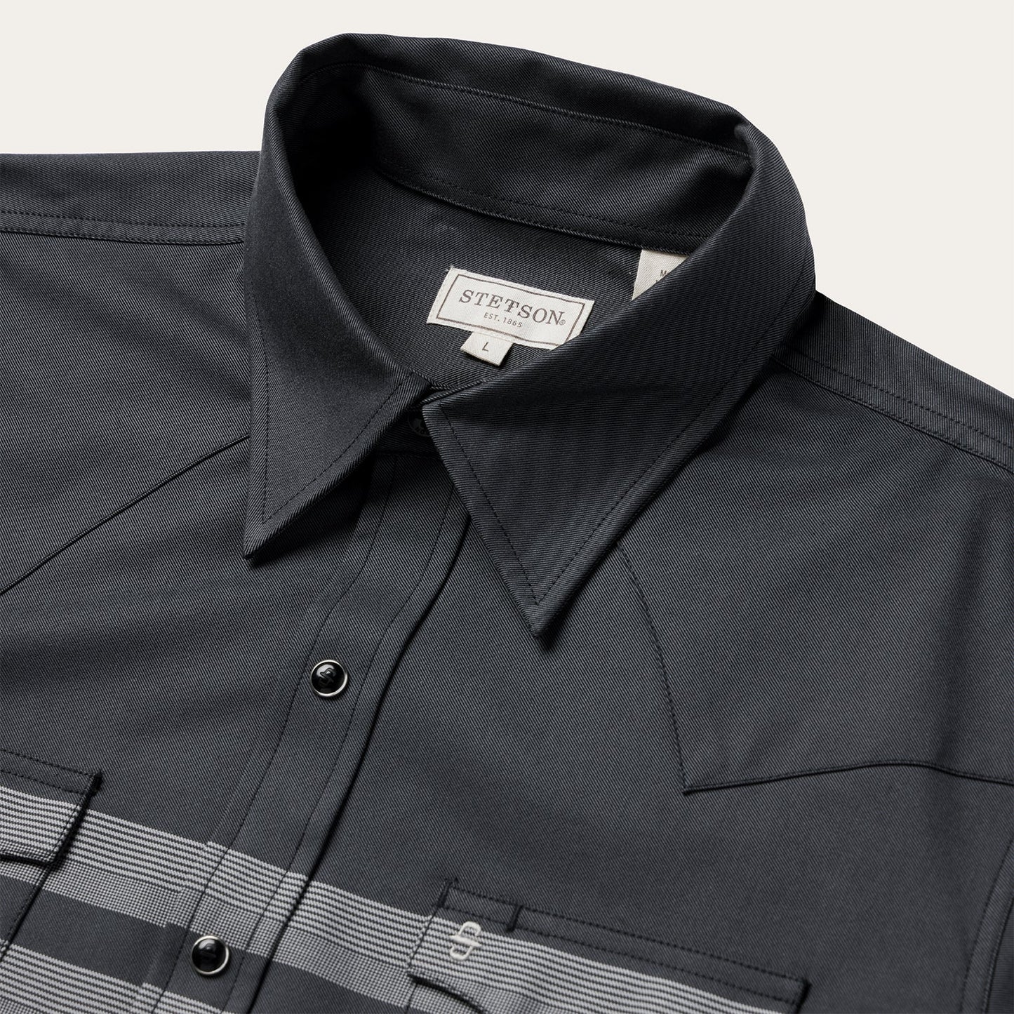 Border Stripe Twill Western Shirt Men