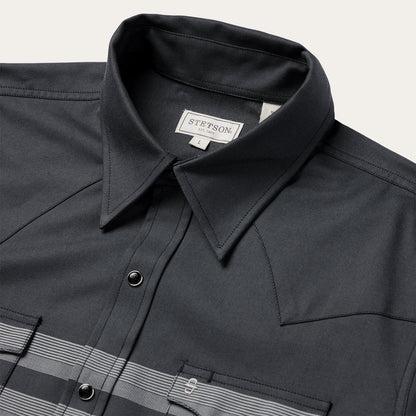 Border Stripe Twill Western Shirt Men