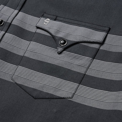 Border Stripe Twill Western Shirt Men