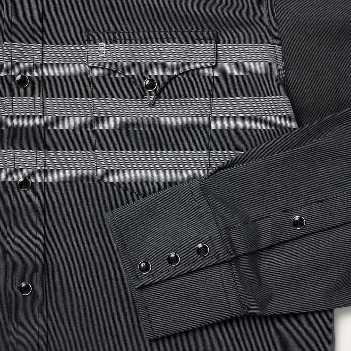 Border Stripe Twill Western Shirt Men