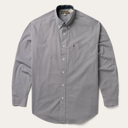 Grey Geo Print Button Front Shirt Men