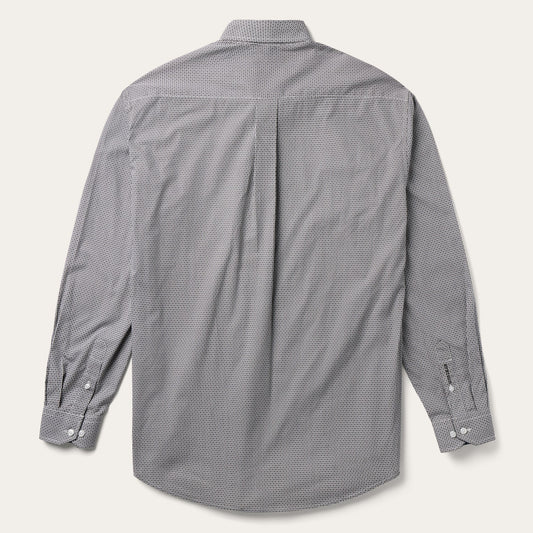 Grey Geo Print Button Front Shirt Men