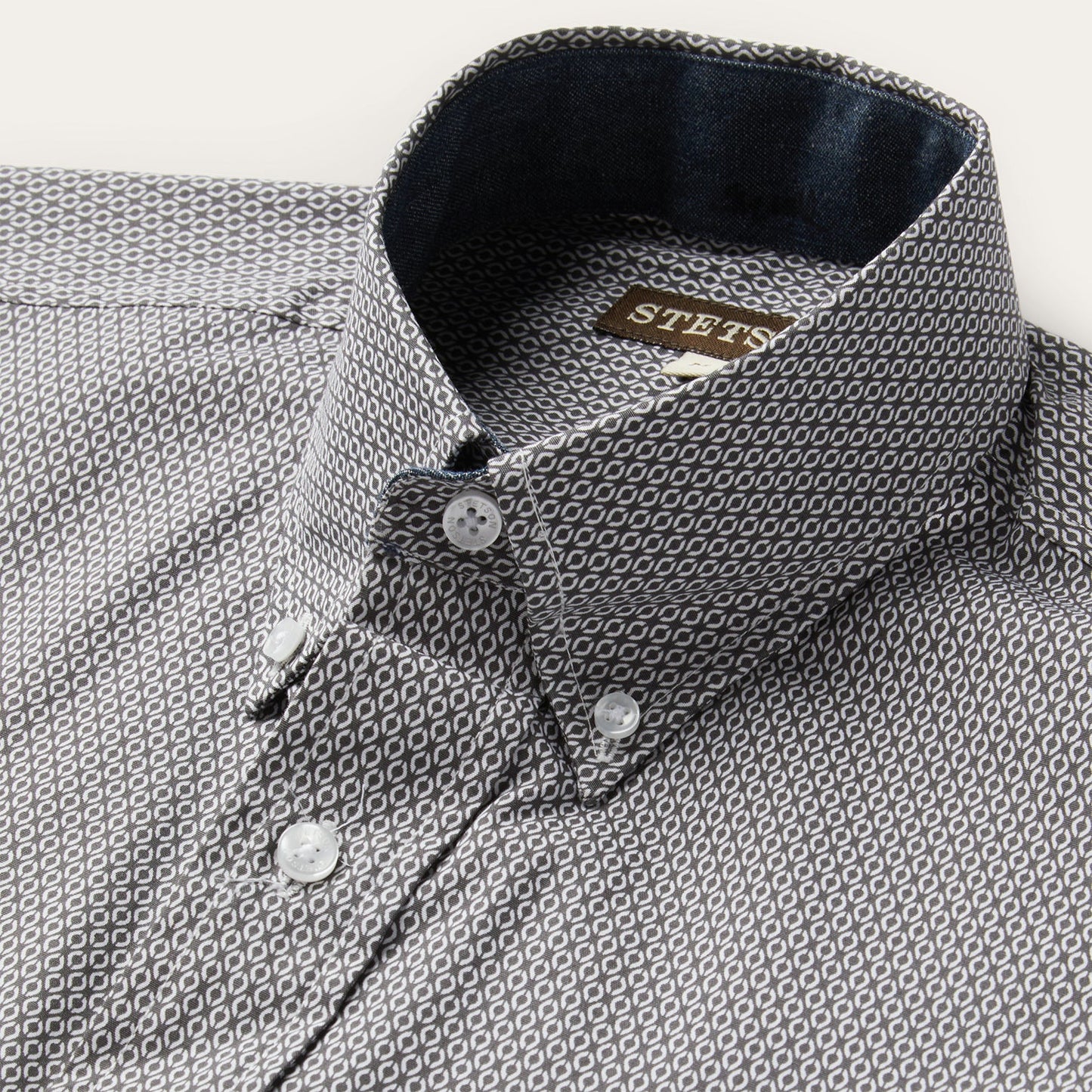 Grey Geo Print Button Front Shirt Men