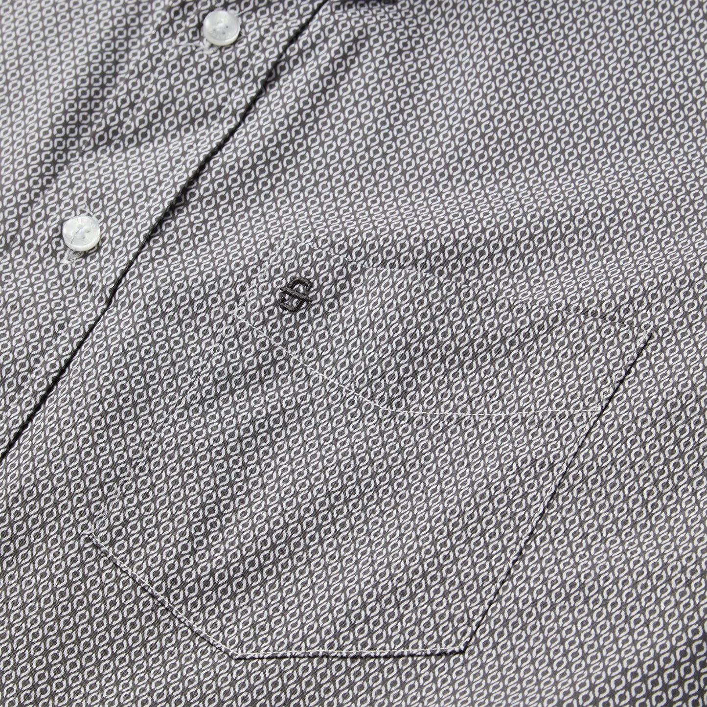 Grey Geo Print Button Front Shirt Men