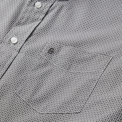 Grey Geo Print Button Front Shirt Men