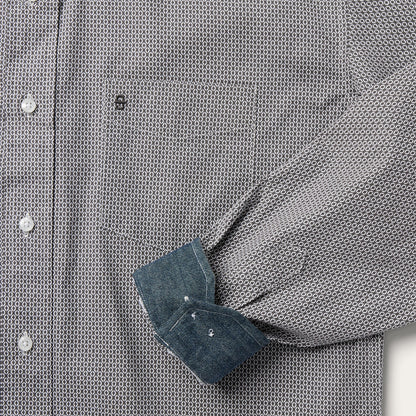 Grey Geo Print Button Front Shirt Men