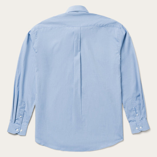 Blue Solid OnePocket SnapFront Shirt Men