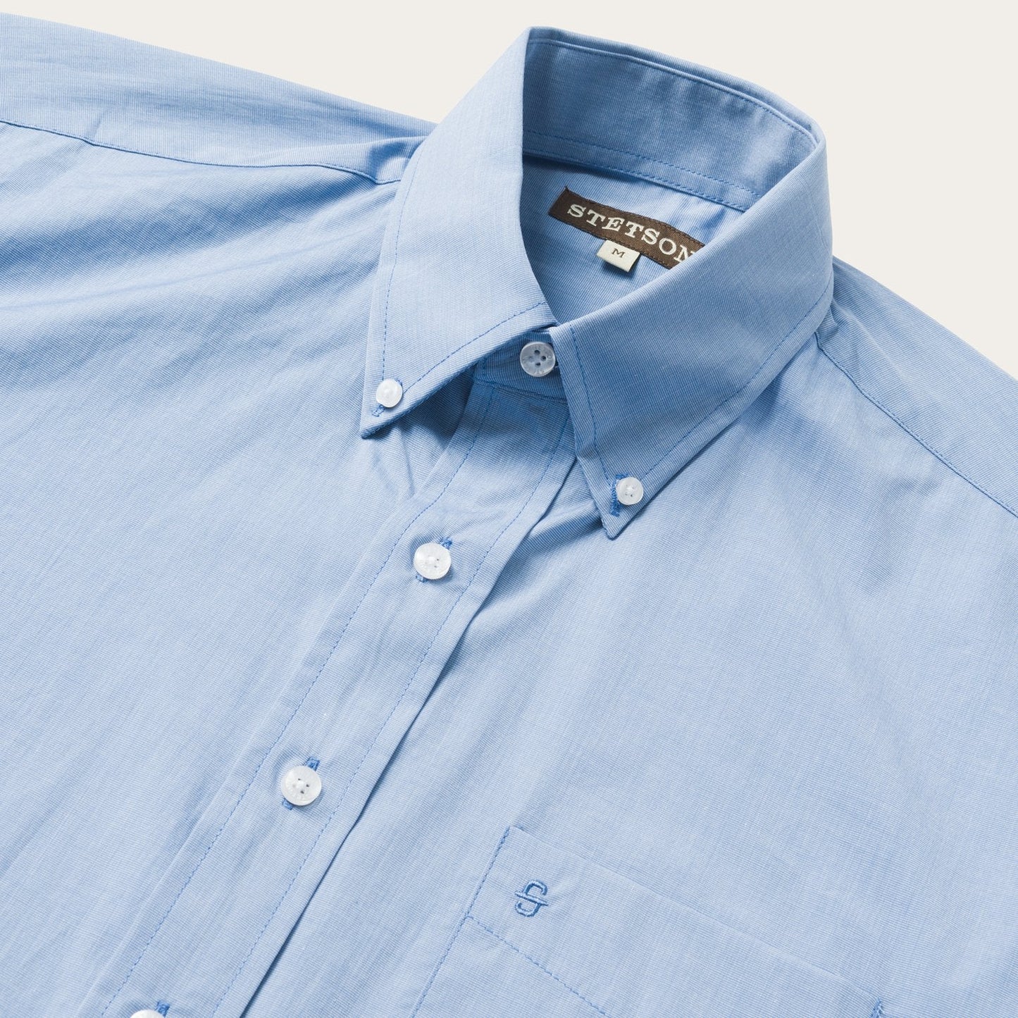 Blue Solid OnePocket SnapFront Shirt Men