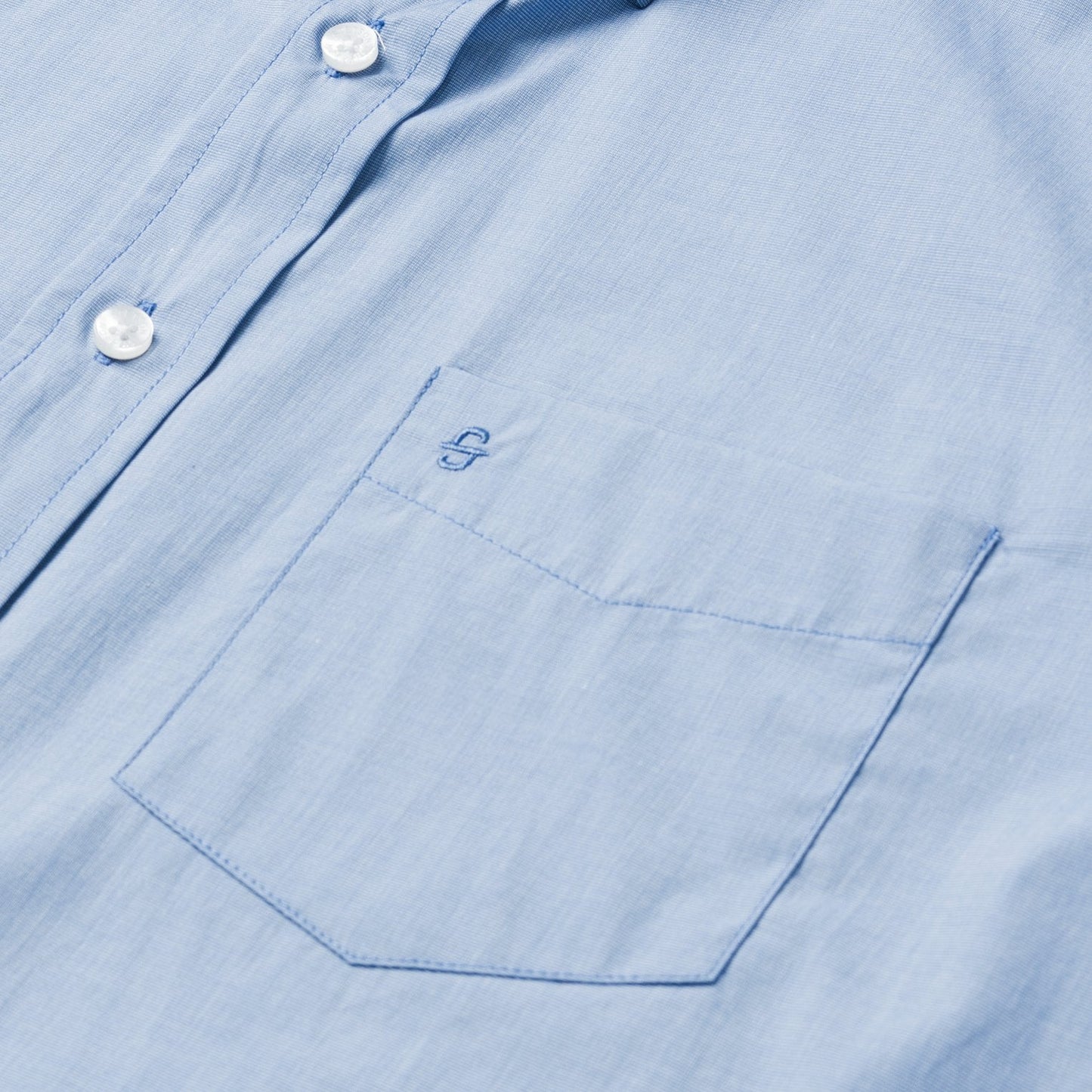 Blue Solid OnePocket SnapFront Shirt Men