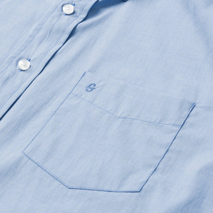Blue Solid OnePocket SnapFront Shirt Men