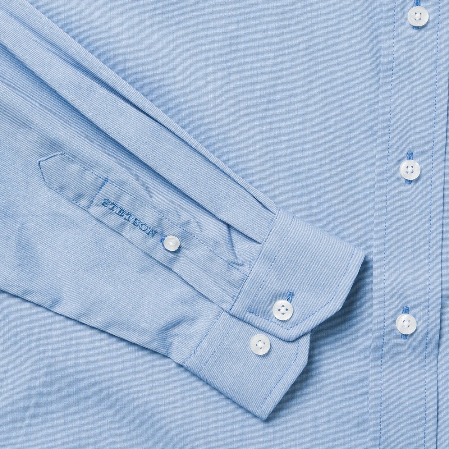 Blue Solid OnePocket SnapFront Shirt Men