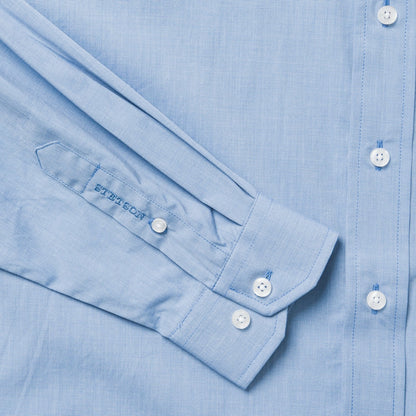 Blue Solid OnePocket SnapFront Shirt Men