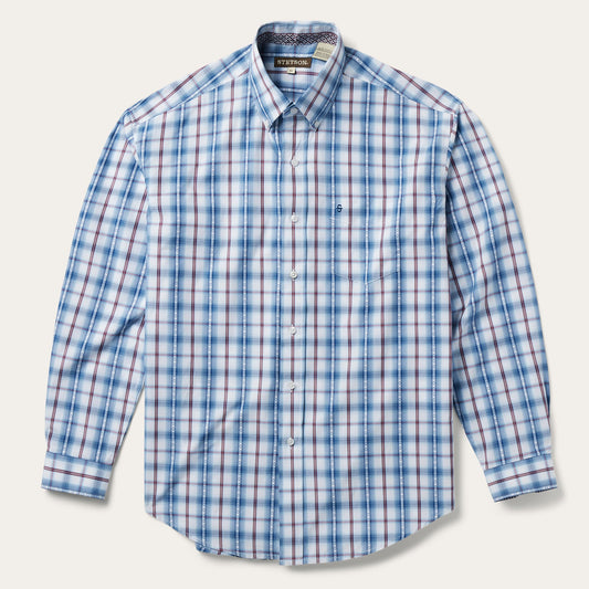 Blue Diamond Dobby Plaid Shirt Men