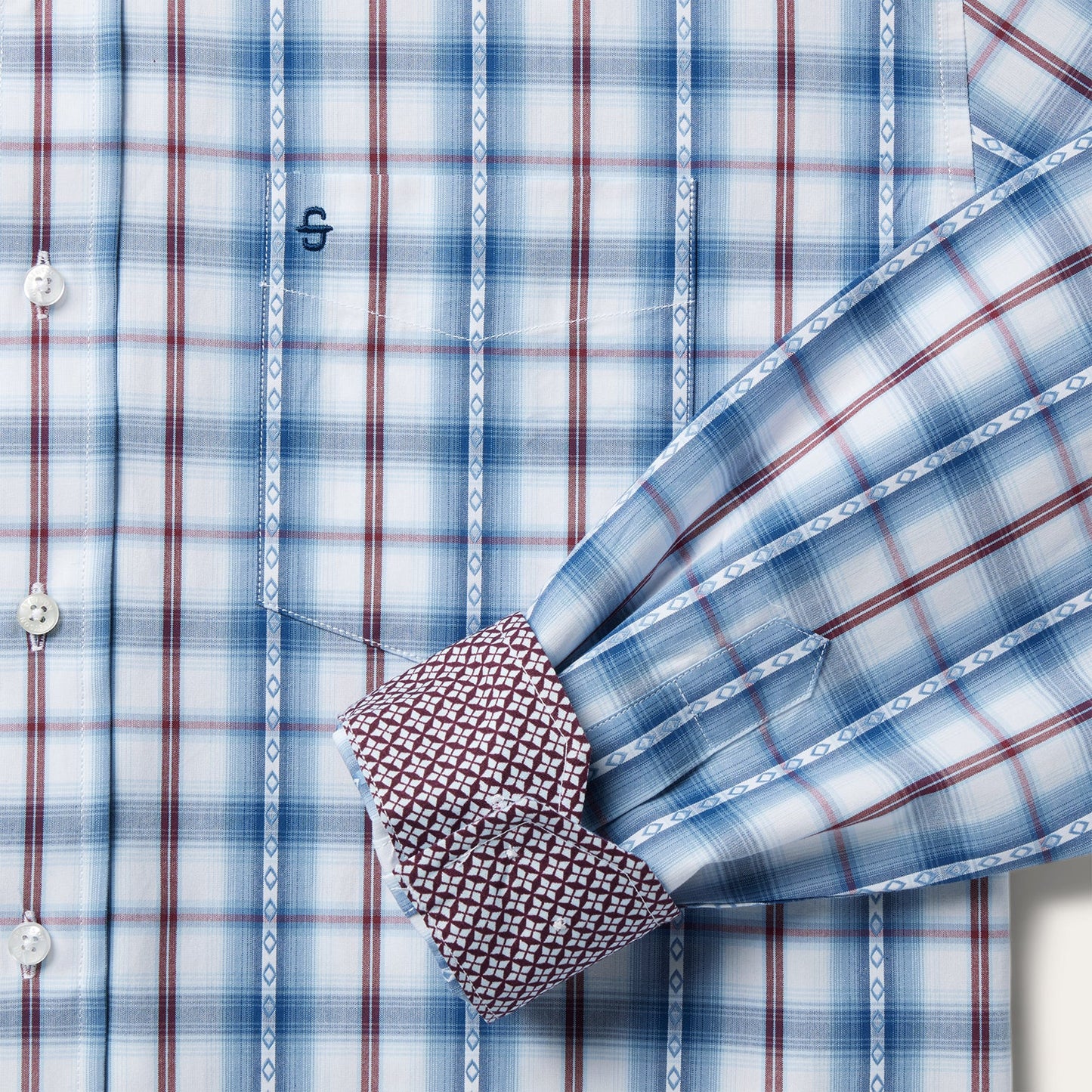 Blue Diamond Dobby Plaid Shirt Men